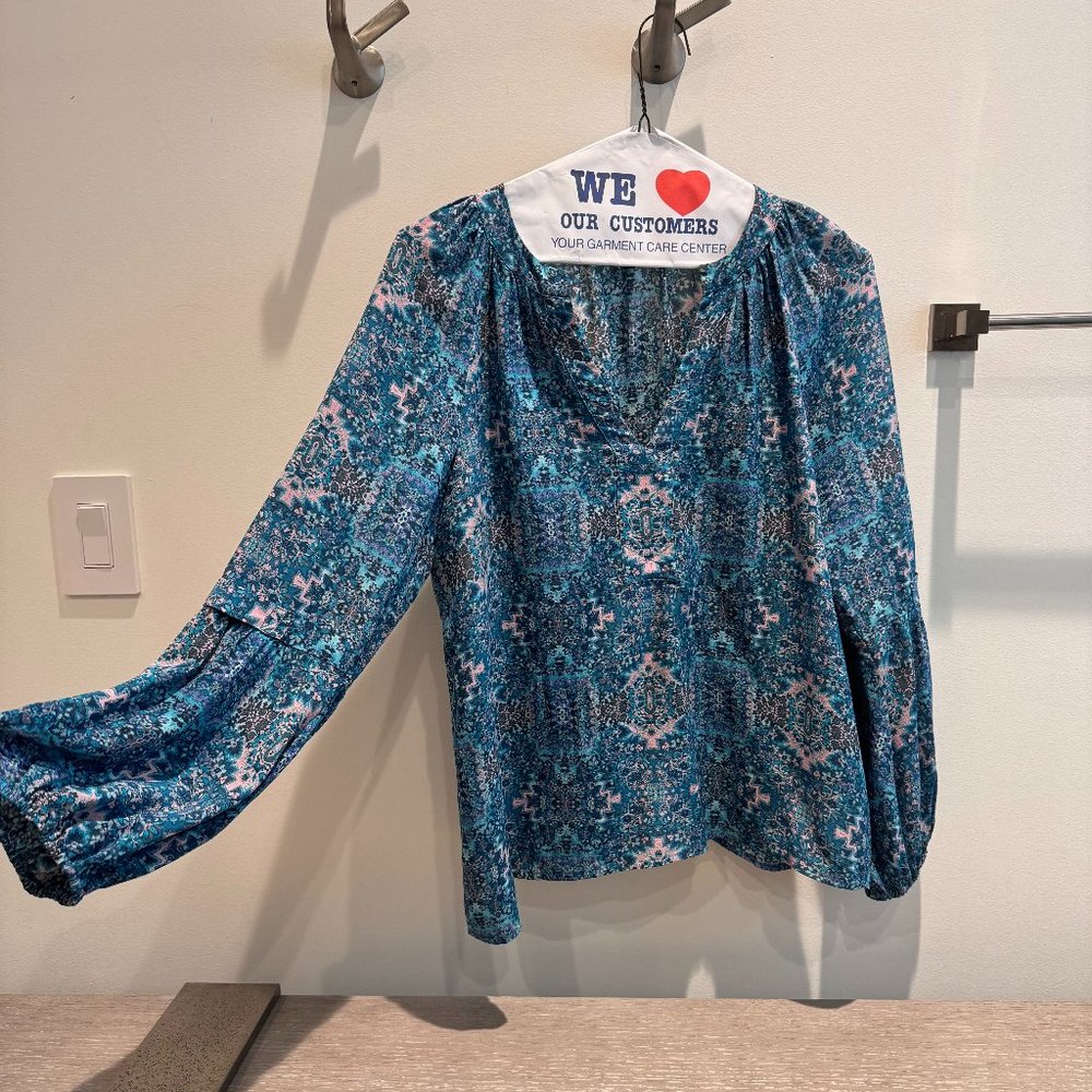 Nanette Lepore turquoise blouse Large